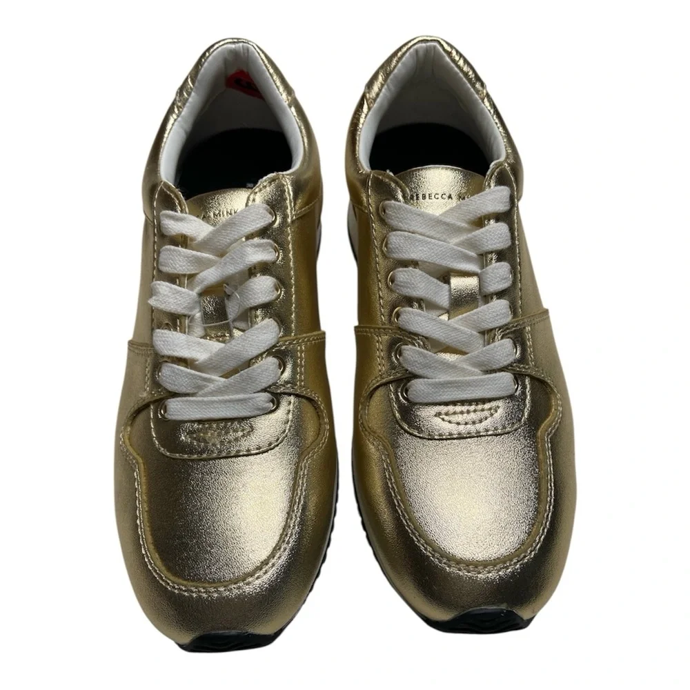 Rebecca Minkoff Metallic Gold Leather Lace Up Sneakers Size 6